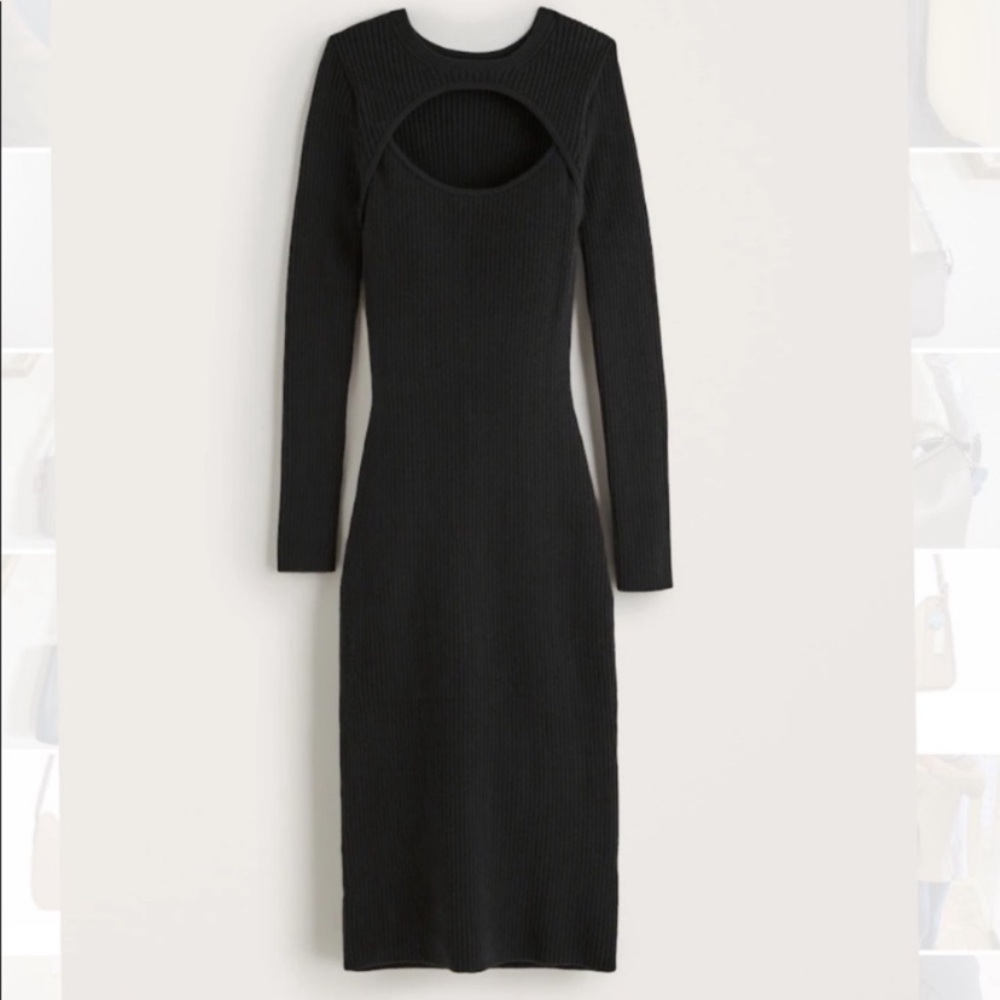 Abercrombie and Fitch Long Sleeve Midi Cut-Out Sweater Dress XS